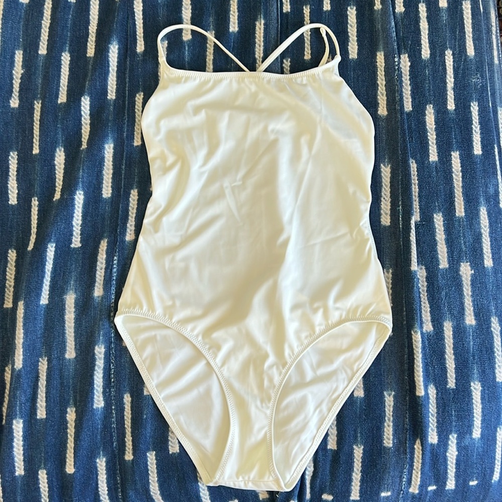 Solid and Striped one piece bathing suit
